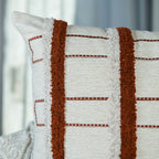 Capa Almofada cor Linho Bordada com Fio Boucle Terracota 50x50cm Concept