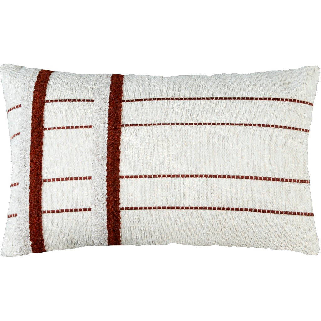 Capa Almofada cor Linho Bordado com Fio Boucle Terracota 35x55cm Concept