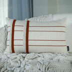 Capa Almofada cor Linho Bordado com Fio Boucle Terracota 35x55cm Concept