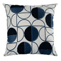 Capa Almofada cor Linho Bordada com Fio Boucle Azul 50x50cm Concept