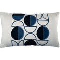 Capa Almofada cor Linho Bordada com Fio Boucle Azul 35x55cm Concept