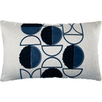 Capa Almofada cor Linho Bordada com Fio Boucle Azul 35x55cm Concept