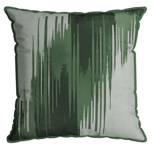 Capa Almofada Aveludada Branca Verde c Cordonê Velveteen 43x43cm