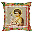 Capa Almofada Aveludada  São João Rosas e Cordeirinho 43x43cm