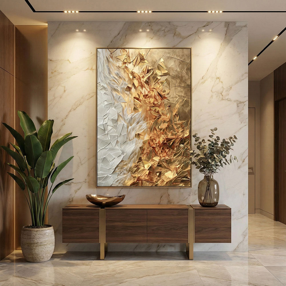 Quadro 3D Dourado com e sem Vidro Moldura Ouro Antigo - Grande 80x120cm