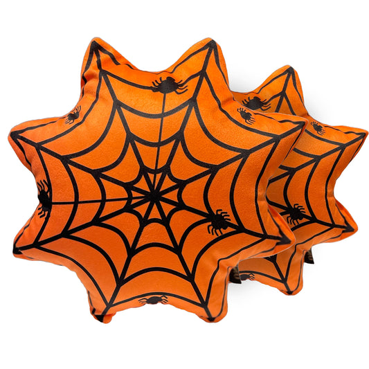 Almofada Aveludada Decoracao Halloween Formato Teia de Aranha