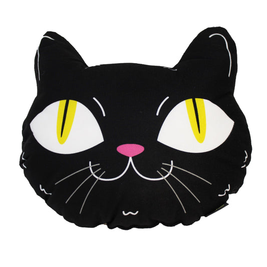 Almofada Aveludada Decoracao Halloween Formato Gato Preto