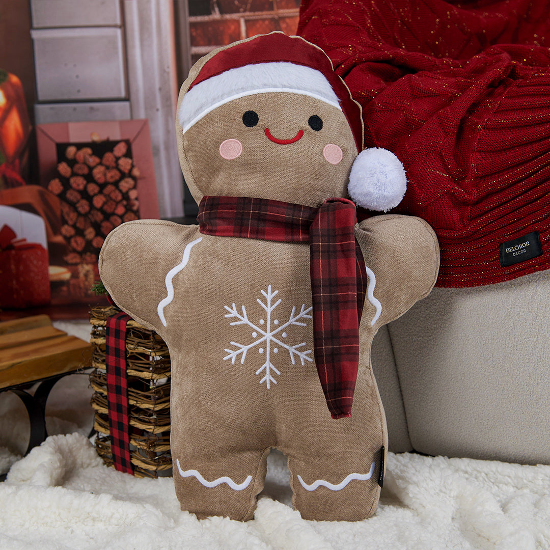 Almofada Pelúcia Biscoito de Gengibre 37x52cm GingerBell Natal