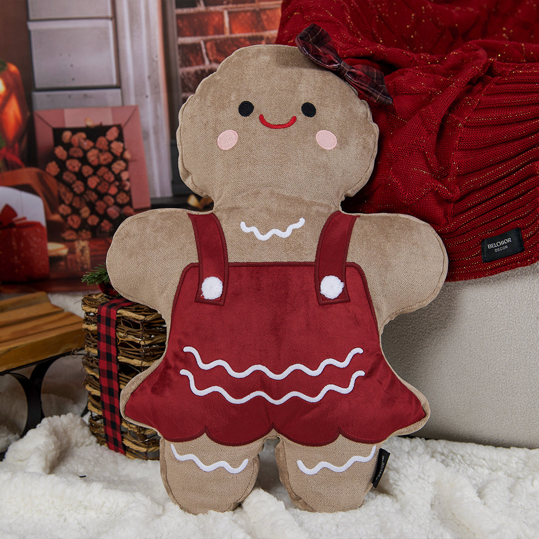 Almofada Pelucia Biscoito de Gengibre 37x52cm GingerBella Natal