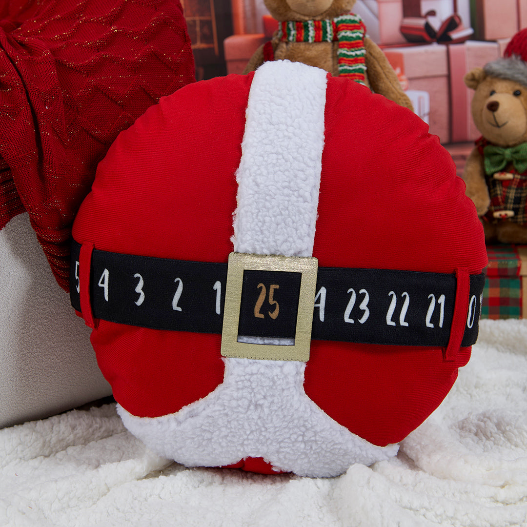 Almofada Aveludada Barriga do Papai Noel c/ Sherpa Pele de Carneiro 50cm