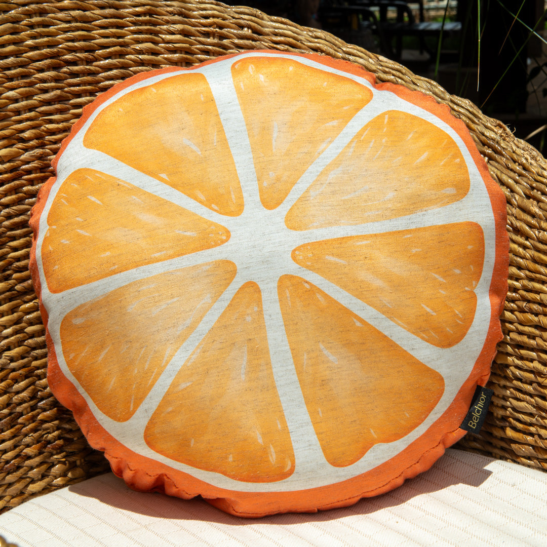 Almofada Linho Garden Redonda Formato de Laranja 43x43cm