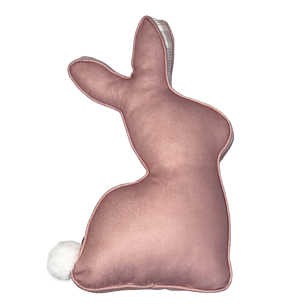 Almofada Coelho da Páscoa Rosa com Cordonê / Bordado e Pompom 30x48cm