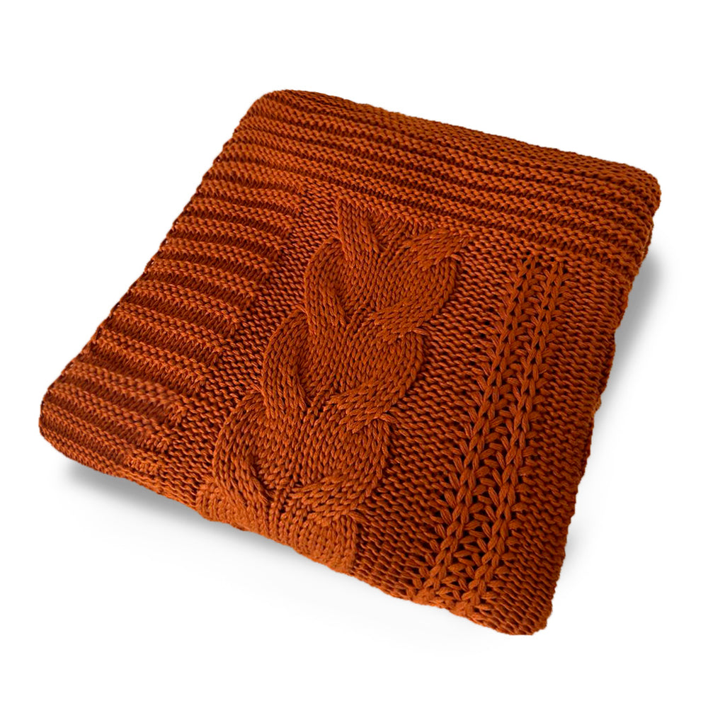 Manta Tricot Terracota 90x180 cm - Trançada