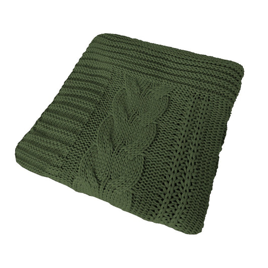 Manta Peseira de Tricot Verde Militar 90x180 cm - Trançada