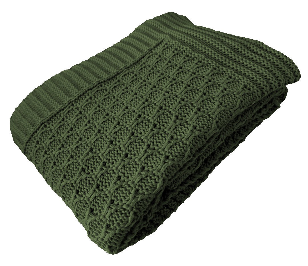 Manta Tricot Verde Militar 90x180 cm - Colméia