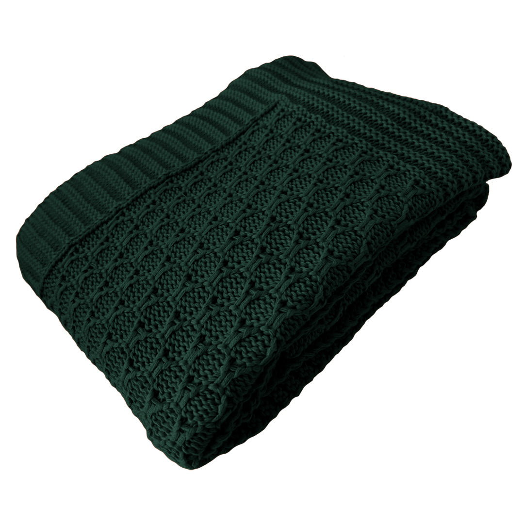 Manta Tricot Verde Esmeralda 90x180 cm - Colméia