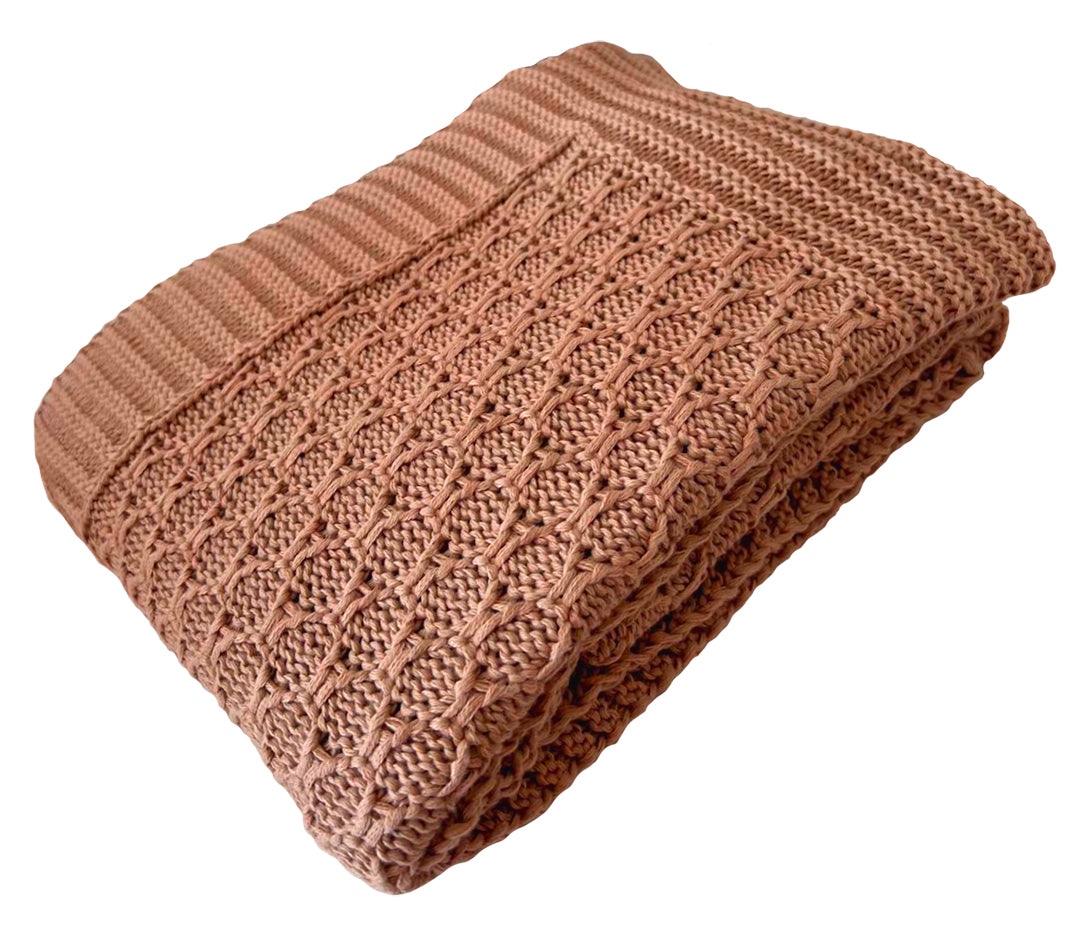 Manta Tricot Rosê 90x180 cm - Colméia