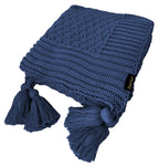 Manta Tricot Azul jeans  90x180 cm com Tassel - Colméia