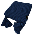 Manta Tricot Azul Marinho 90x180 cm com Tassel - Colméia