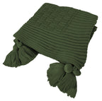 Manta Tricot Verde Militar  90x180 cm com Tassel -Diamond