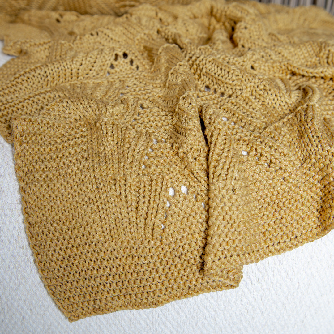Manta Tricot Amarelo Mostarda 90x180 cm - Coquile