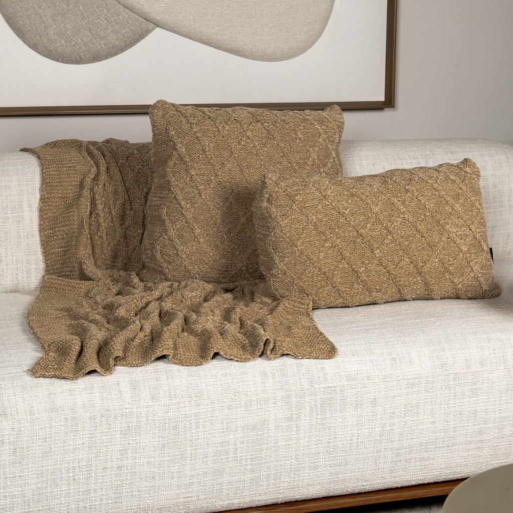Manta Tricot Bege Saara 90x180 cm - Aran