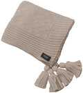 Manta Tricot Bege Castor 90x180 cm com Tassel - Link