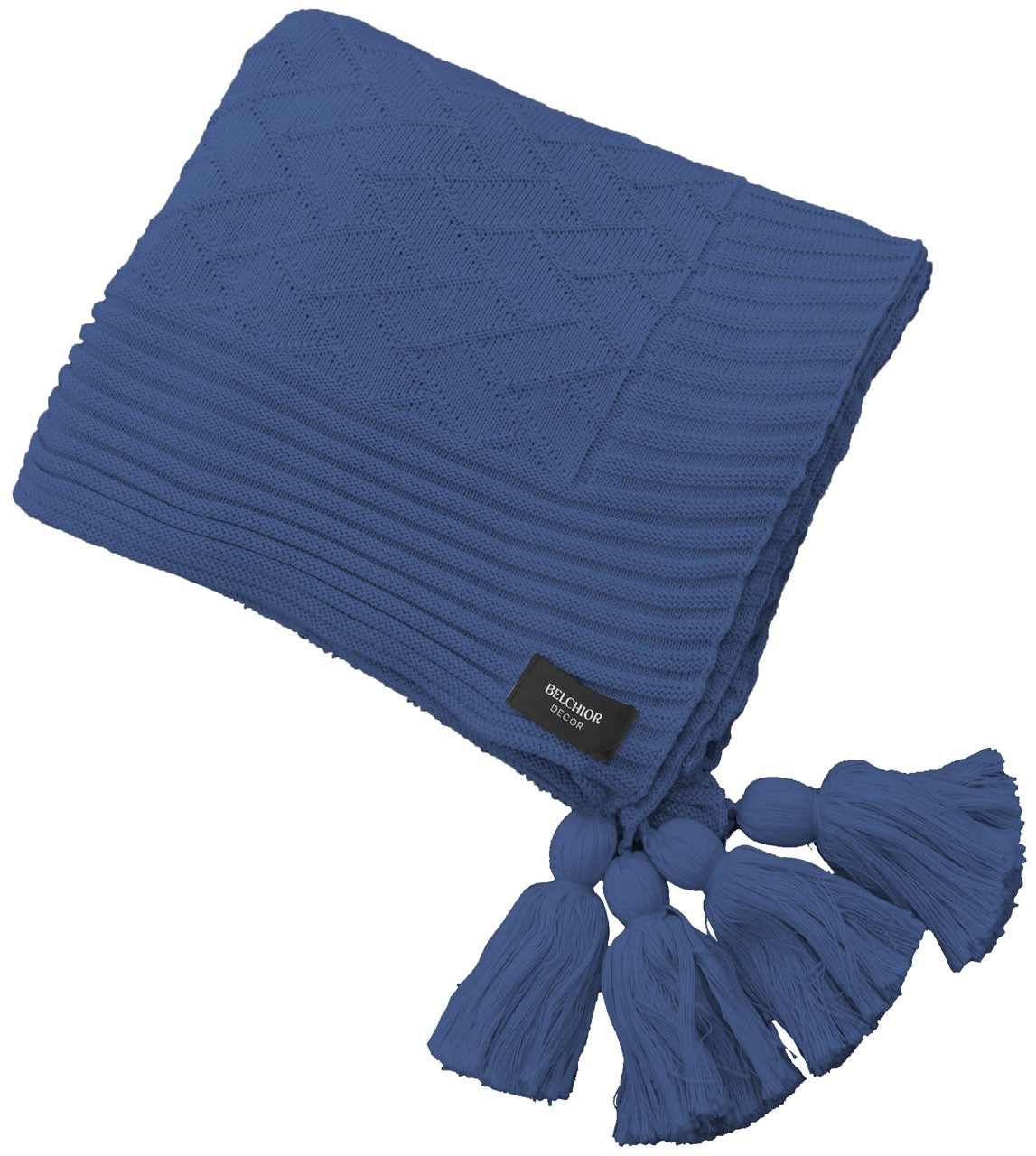 Manta Tricot Azul Jeans 90x180 cm com Tassel - Link