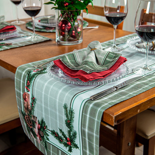 Caminho de Mesa Presentes de Natal c/ hidrorrepelência 42x141cm