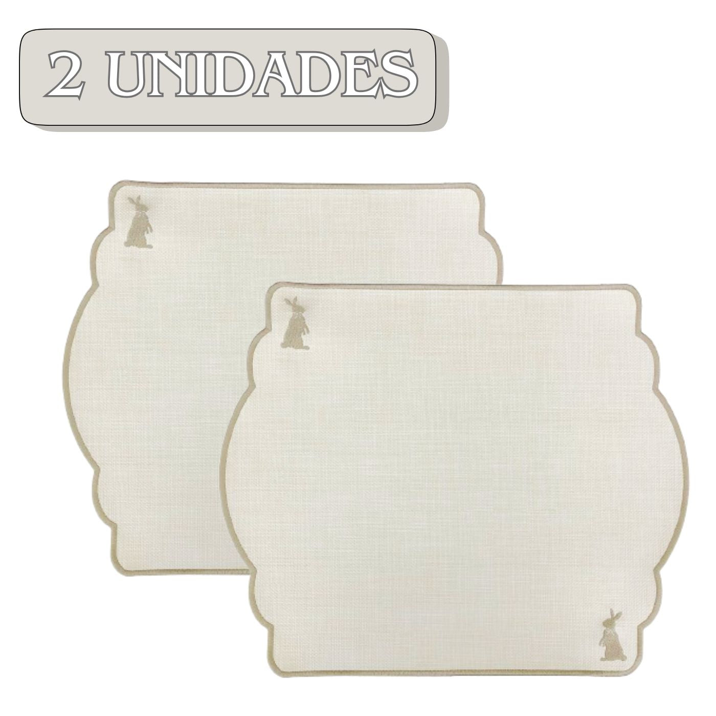 Kit 2 Lugar Americano Coelho Bordado Clássico 44x38 - Impermeável