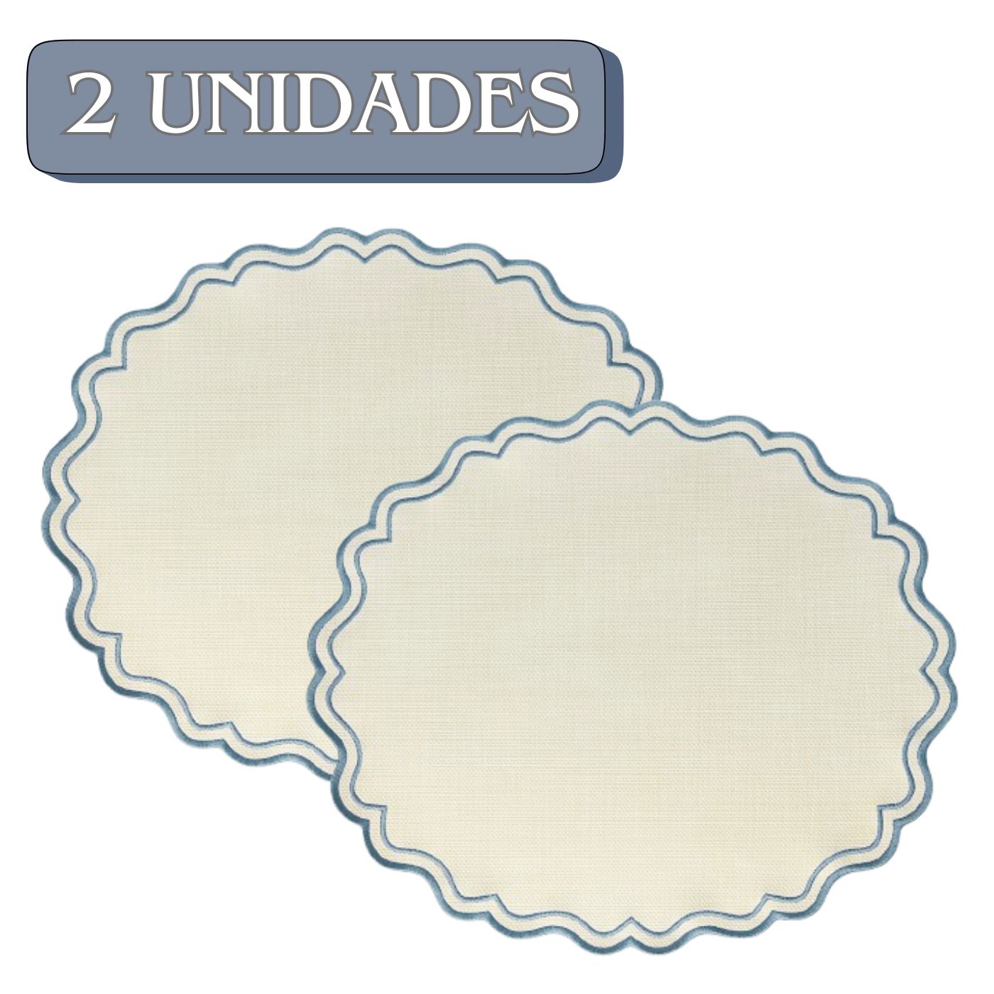 Kit 2 Lugar Americano Bordado Azul Clássico 44x38 - Impermeável