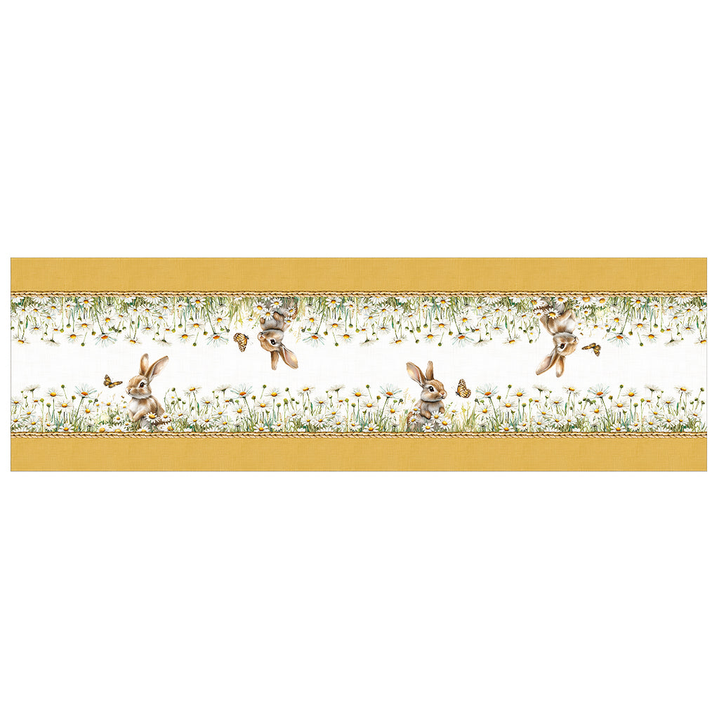 Caminho de Mesa Páscoa Coelhos no Jardim 43x141cm