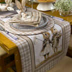 Caminho de Mesa Casal de Coelhos Páscoa 43x141cm