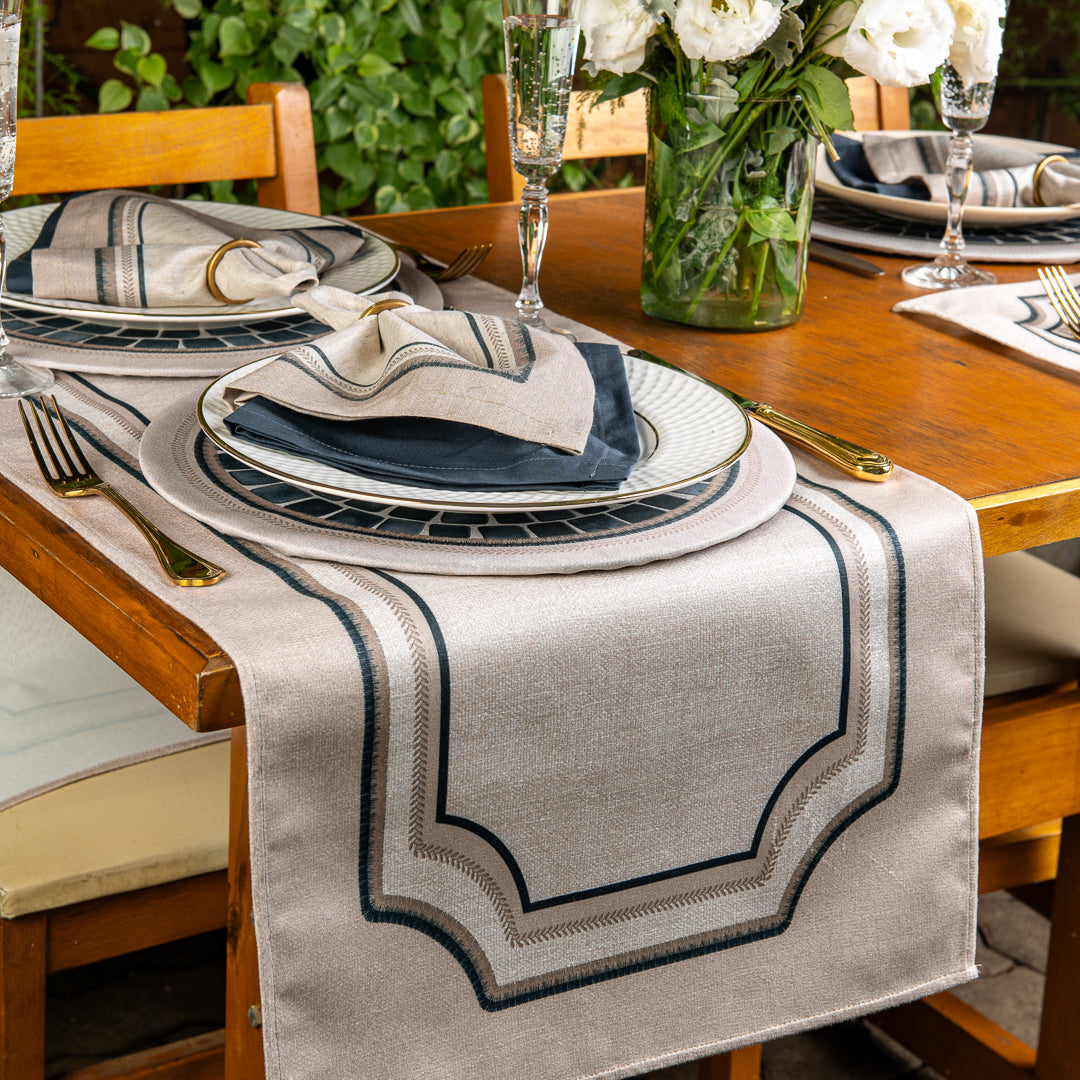 Caminho de Mesa Azurite Off White c/ Hidrorrepelência 43x141cm