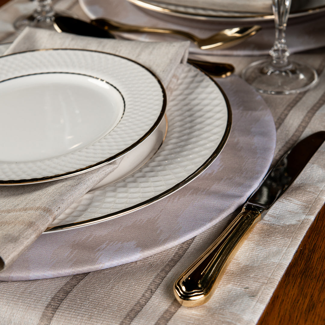 Caminho de Mesa Dunas Ikat Bege c/ Hidrorrepelência 43x141cm