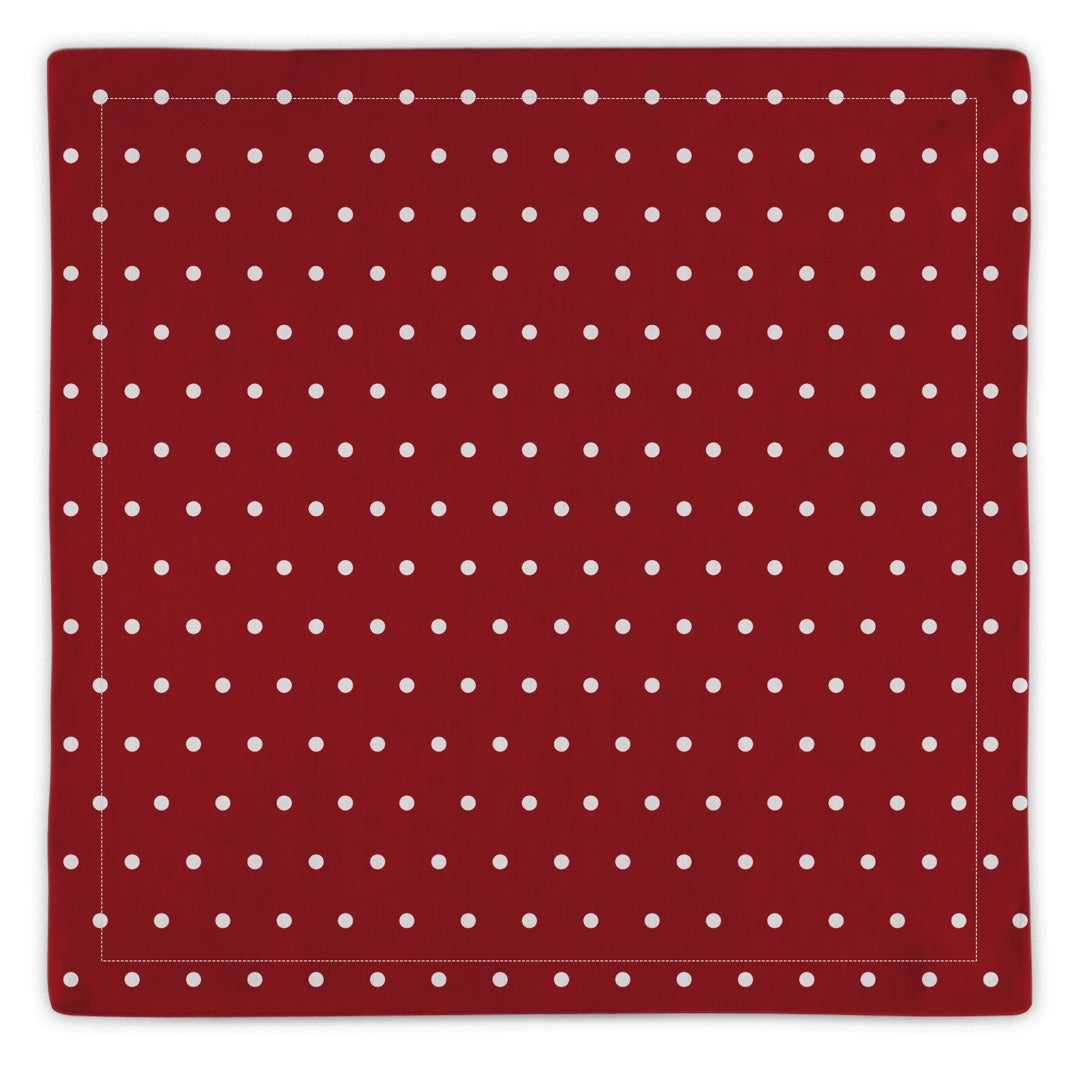 Kit 2 Guardanapos Poá Vermelho e Branco 43x43 + 2 Argolas