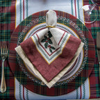 Kit 2 Guardanapos Linho Bordado Vermelho Natal 40x40cm