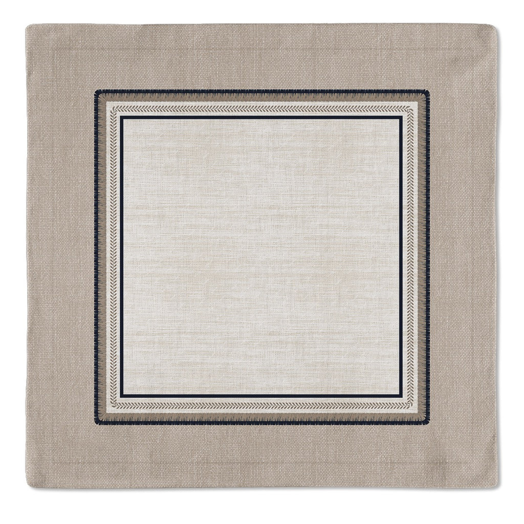 Kit 2 Guardanapos Linho Azurite  Off White 40x40 + 2 Argolas