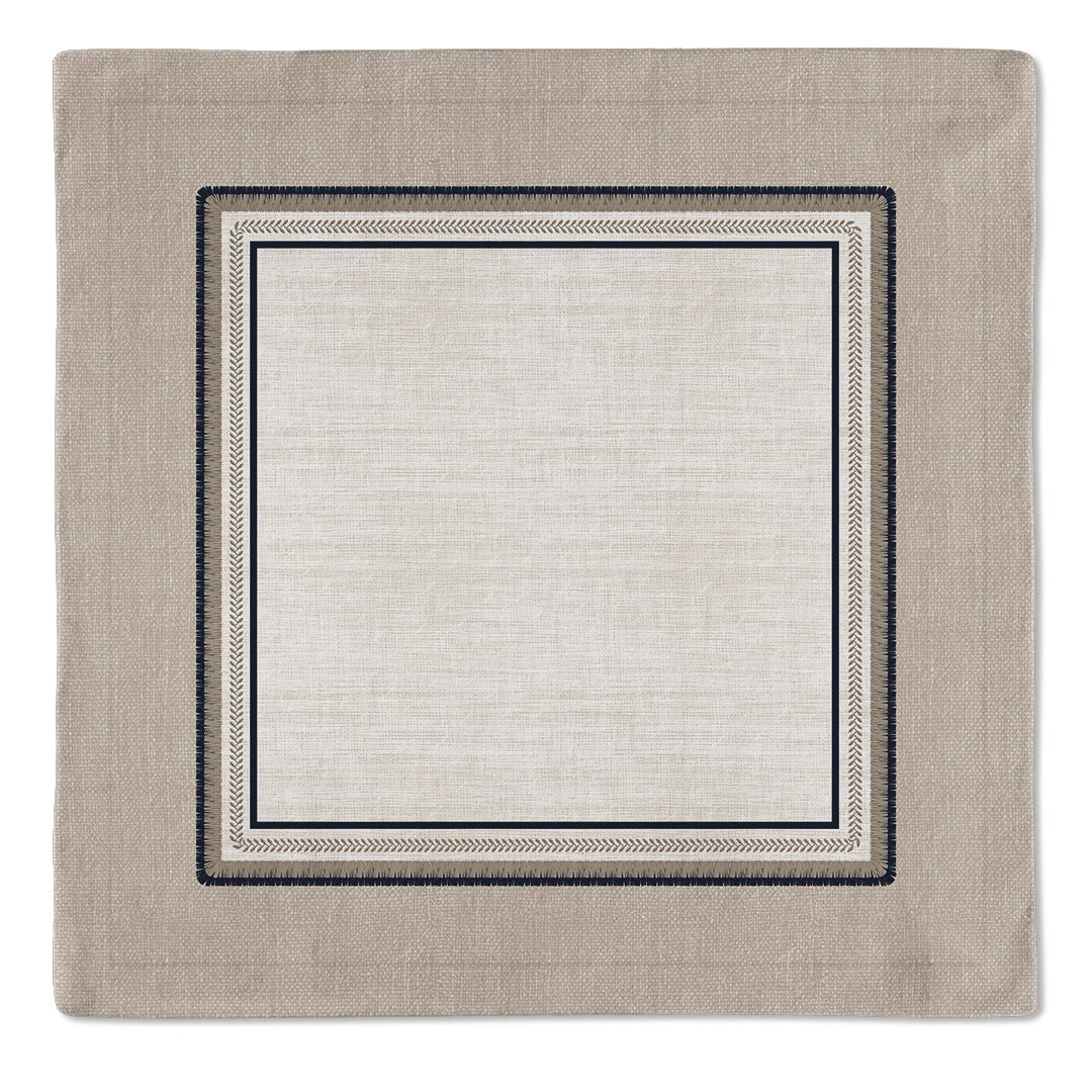 Kit 2 Guardanapos Linho Azurite  Off White 40x40 + 2 Argolas