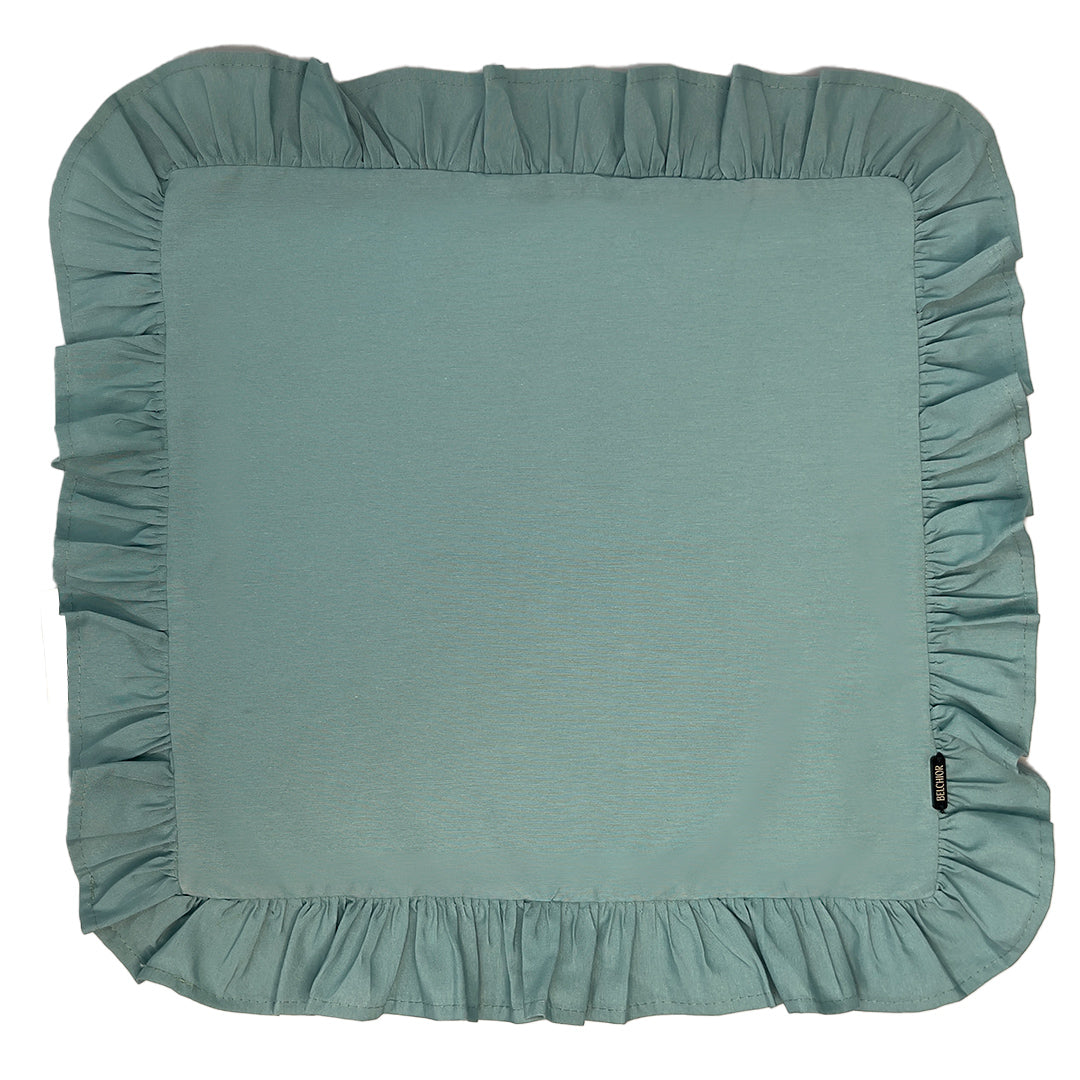 Kit 2 Guardanapos Liso Verde com Babado 43x43 + 2 Argolas