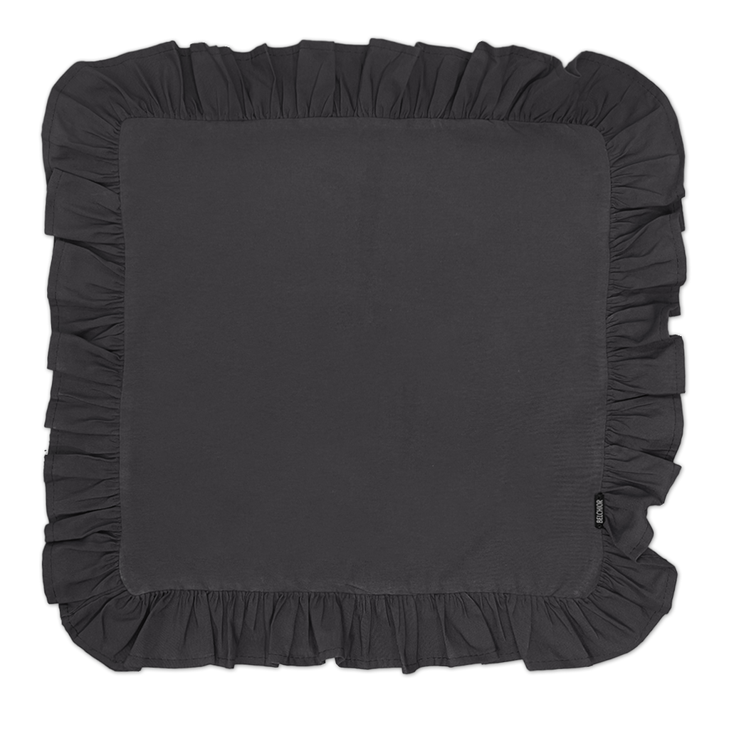 Kit 2 Guardanapos Liso Preto com Babado 43x43 + 2 Argolas