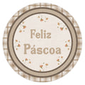Kit 2 Capas p/ Sousplat Xadrez Bege Feliz Páscoa 35x35cm