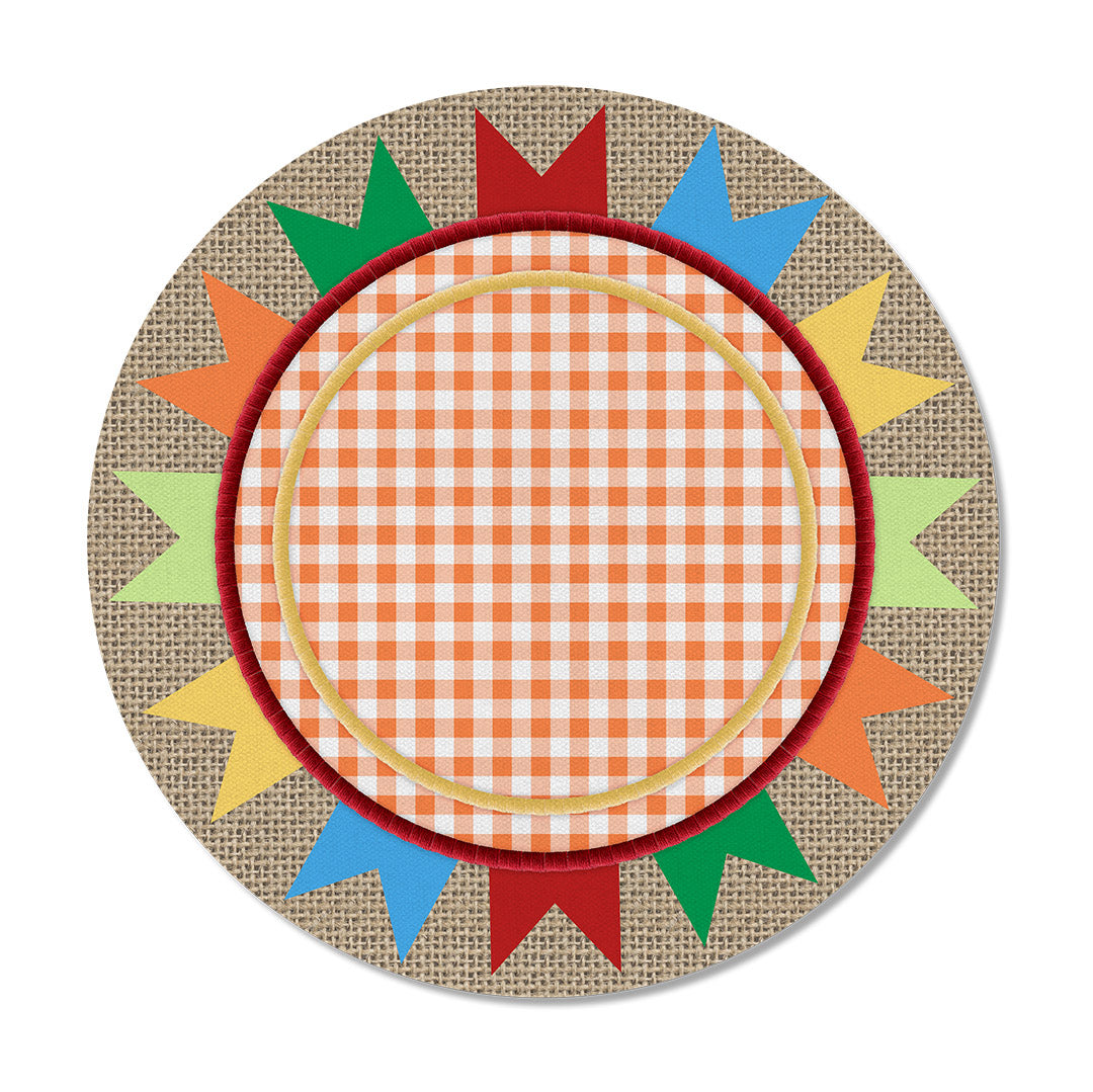 Kit 1 Caminho de Mesa + 2 Capas de Sousplat + 2 Guardanapos - São João Xadrez