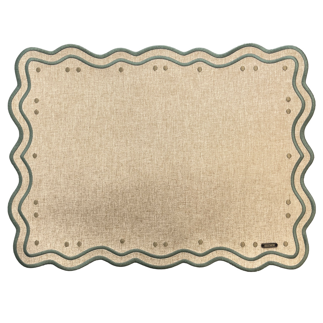 Lugar Americano Bordado Verde 44x38 - Concept Naia Poá Impermeável