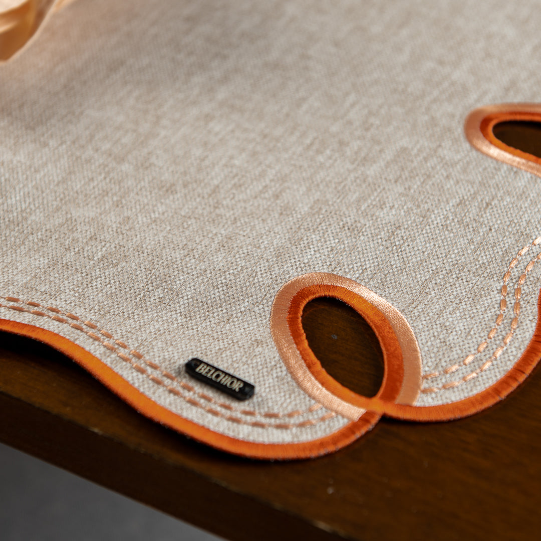 Lugar Americano Bordado Laranja 44x38 - Concept Ondina Impermeável