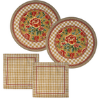 Kit 2 Capas de Sousplat + 2 Guardanapos de Linho - São João Rosas