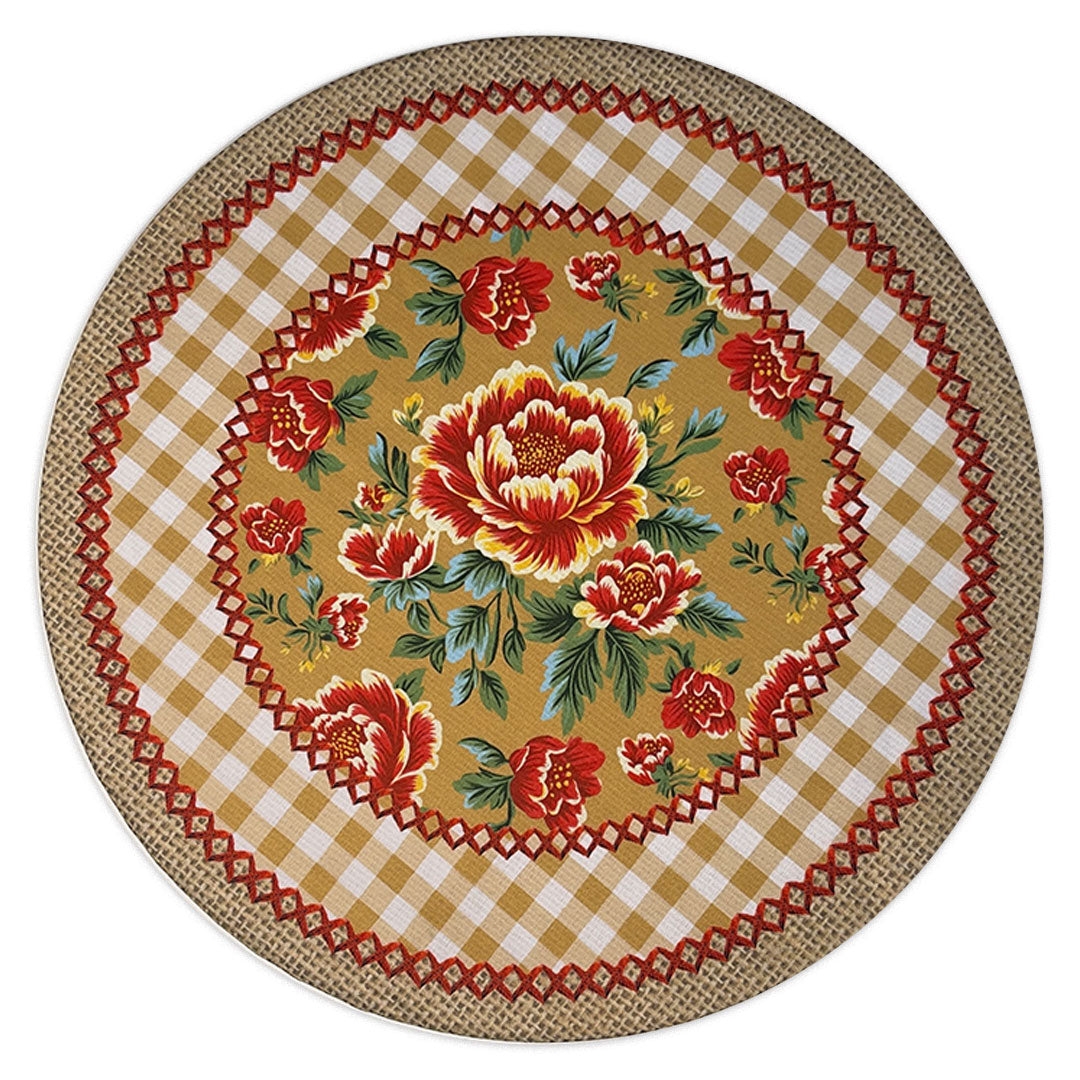 Kit 2 Capas Para Sousplat São João Xadrez com Rosas 35x35cm