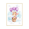 Quadro Infantil Girafa Tela Fosca Moldura Amadeirada - Pequeno 32x42cm