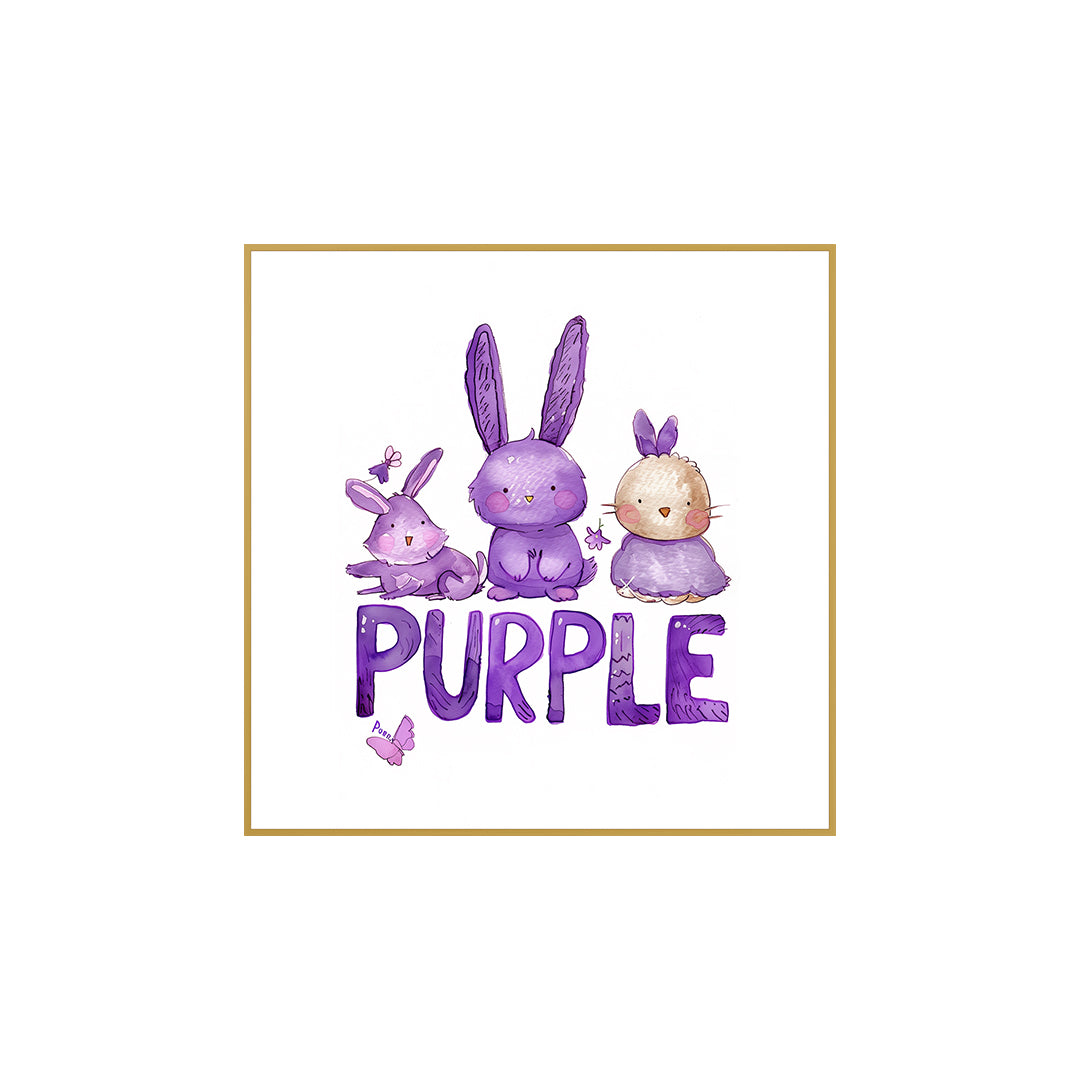 Quadro Infantil Purple Roxo Tela Fosca Moldura Amadeirada - Pequeno 20x20cm