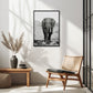 Quadro Elefante com e sem Vidro Moldura 3D Preta - Grande 80x100cm